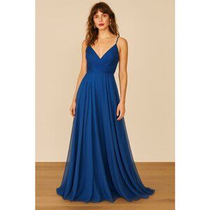 La Femme Royal Blue Formal Evening Gown‎ Dress Size 6 Spaghetti Strap V-Neck